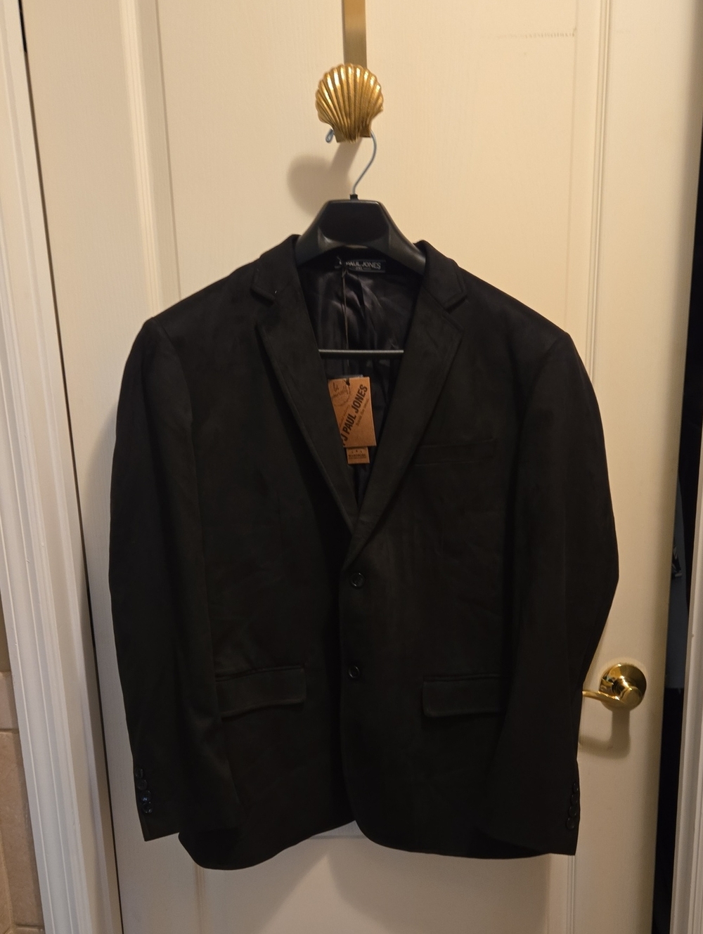 PJ PAUL JONES Men's Black faux Suede Sport Coat 2 Buttons Stretch 2XL NEW W/TAGS